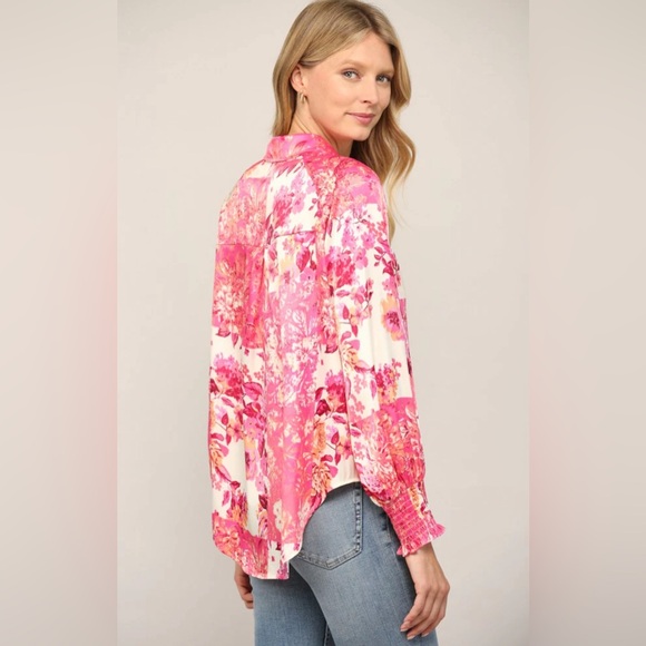 NWT Patchwork Print Button Down Shirt in Pink Multi - Picture 4 of 4